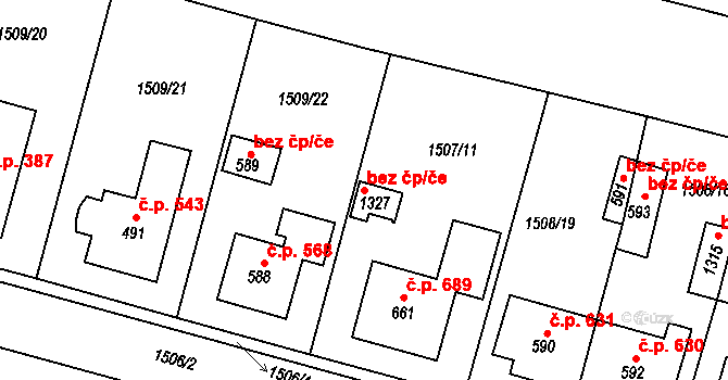 Jevíčko 43437231 na parcele st. 1327 v KÚ Jevíčko-předměstí, Katastrální mapa
