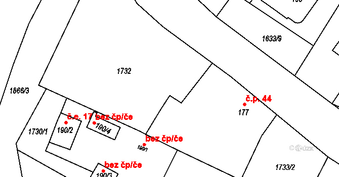 Zruč nad Sázavou 44018231 na parcele st. 190/4 v KÚ Nesměřice, Katastrální mapa