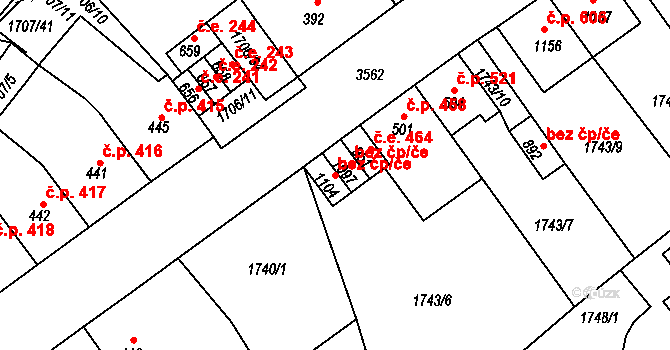 Krupka 45092231 na parcele st. 1104 v KÚ Krupka, Katastrální mapa