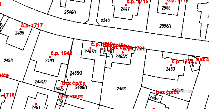 Teplice 45135231 na parcele st. 2487/2 v KÚ Teplice, Katastrální mapa