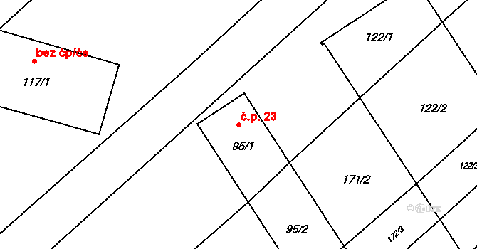 Brnířov 45202231 na parcele st. 95/5 v KÚ Brnířov, Katastrální mapa
