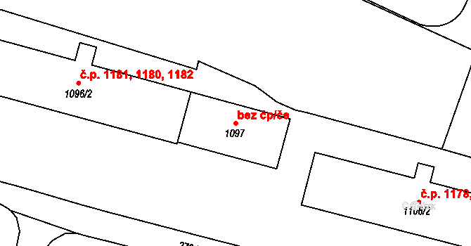 Ostrov 45810231 na parcele st. 1097 v KÚ Ostrov nad Ohří, Katastrální mapa
