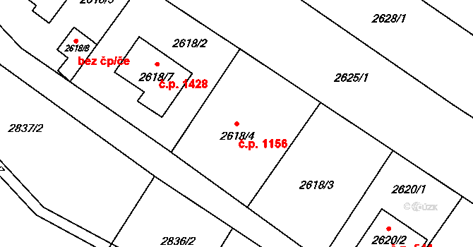 Hlučín 1156 na parcele st. 2618/4 v KÚ Hlučín, Katastrální mapa
