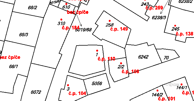 Popovice 4704231 na parcele st. 1 v KÚ Popovice u Uherského Hradiště, Katastrální mapa