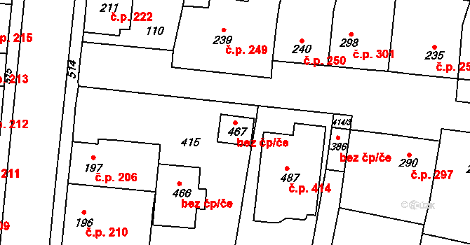 Prostějov 47664231 na parcele st. 467 v KÚ Čechovice u Prostějova, Katastrální mapa