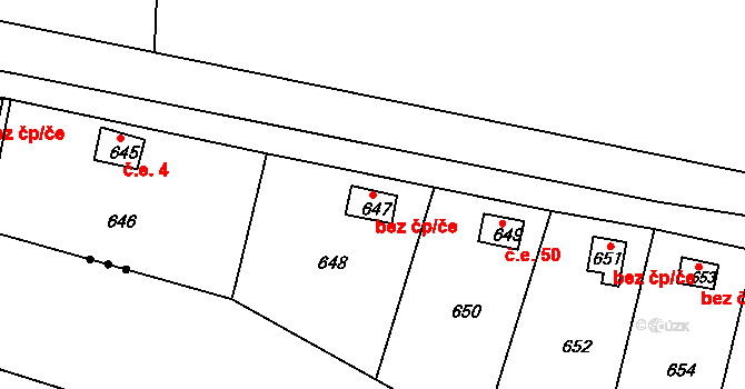 Zlín 47855231 na parcele st. 647 v KÚ Lužkovice, Katastrální mapa