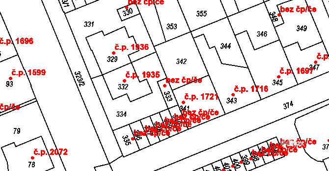 Kladno 47988231 na parcele st. 333 v KÚ Kročehlavy, Katastrální mapa