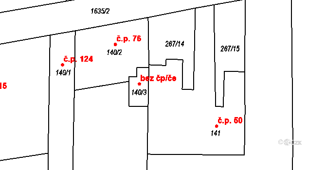 Mšené-lázně 48248231 na parcele st. 185 v KÚ Brníkov, Katastrální mapa