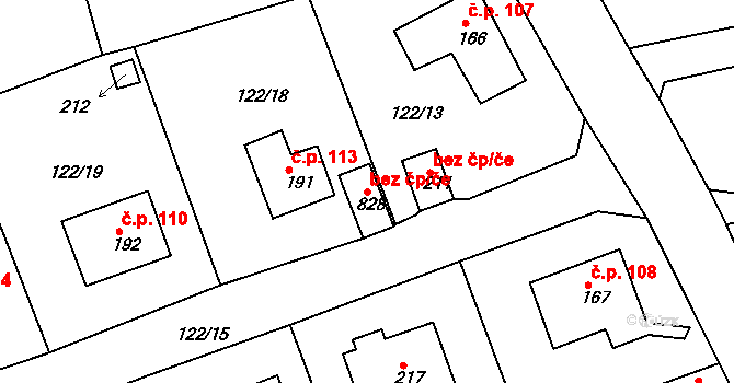 Cheb 50235231 na parcele st. 828 v KÚ Podhrad, Katastrální mapa