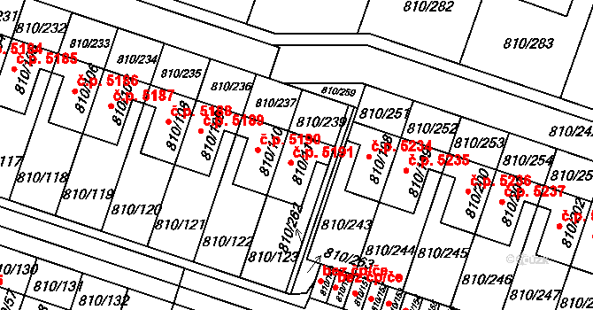 Proseč nad Nisou 5191, Jablonec nad Nisou na parcele st. 810/111 v KÚ Proseč nad Nisou, Katastrální mapa