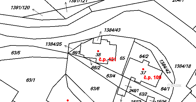 Horní Libchavy 121, Libchavy na parcele st. 38 v KÚ Horní Libchavy, Katastrální mapa