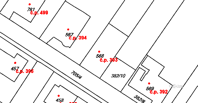Letohrad 393 na parcele st. 568 v KÚ Letohrad, Katastrální mapa