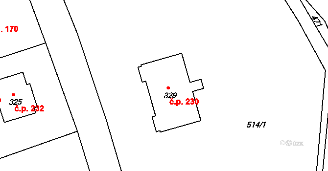 Bohdíkov 230 na parcele st. 329 v KÚ Dolní Bohdíkov, Katastrální mapa