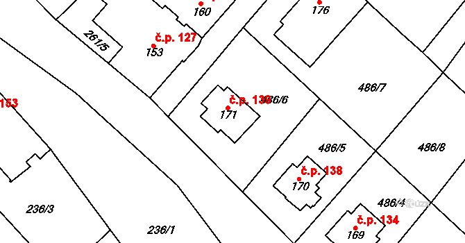 Uhelná 139 na parcele st. 171 v KÚ Uhelná, Katastrální mapa
