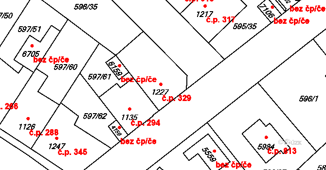 Beroun-Závodí 329, Beroun na parcele st. 1227 v KÚ Beroun, Katastrální mapa