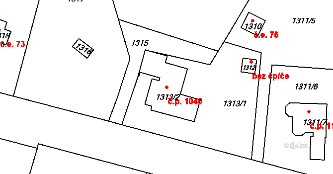 Kostelec nad Černými lesy 1040 na parcele st. 1313/2 v KÚ Kostelec nad Černými lesy, Katastrální mapa