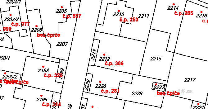 Řevnice 306 na parcele st. 2212 v KÚ Řevnice, Katastrální mapa