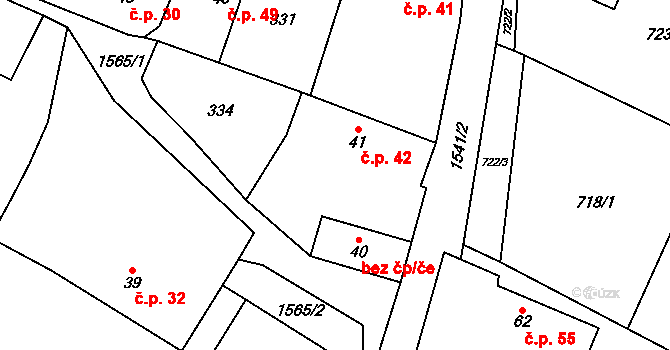 Lžín 42, Dírná na parcele st. 41 v KÚ Lžín, Katastrální mapa