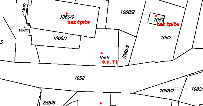 Česká Skalice 71 na parcele st. 1059 v KÚ Česká Skalice, Katastrální mapa