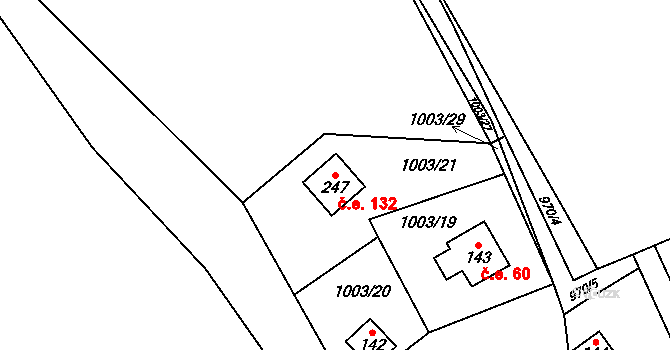 Chotýšany 132 na parcele st. 247 v KÚ Chotýšany, Katastrální mapa