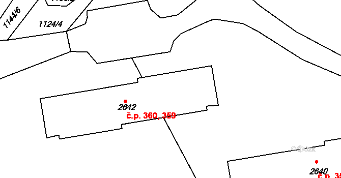 Plešivec 359,360, Český Krumlov na parcele st. 2642 v KÚ Český Krumlov, Katastrální mapa
