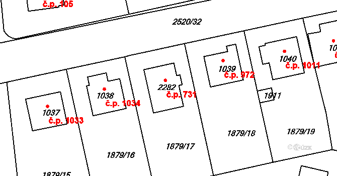 Humpolec 731 na parcele st. 2282 v KÚ Humpolec, Katastrální mapa