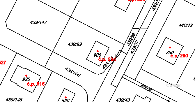 Opatovice nad Labem 504 na parcele st. 906 v KÚ Opatovice nad Labem, Katastrální mapa