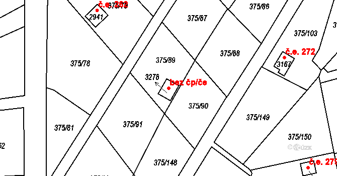 Mariánské Lázně 89568231 na parcele st. 3278 v KÚ Úšovice, Katastrální mapa