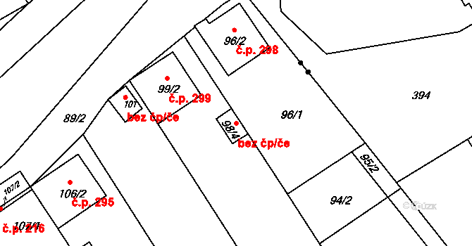Uherský Brod 95938231 na parcele st. 98/4 v KÚ Těšov, Katastrální mapa