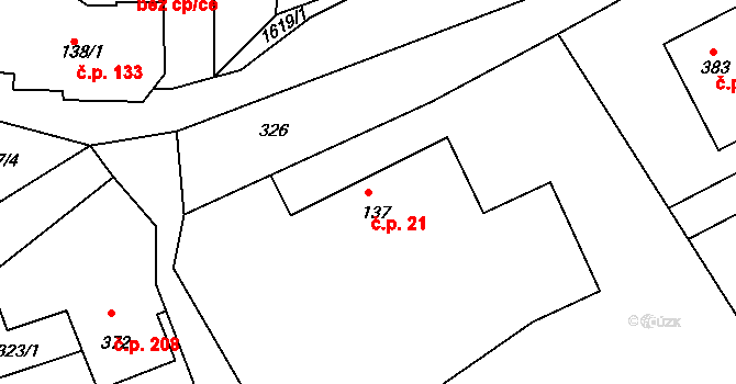 Ohnišov 21 na parcele st. 137 v KÚ Ohnišov, Katastrální mapa
