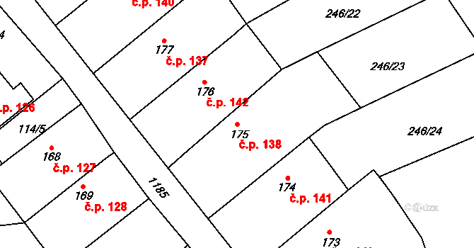 Protivanov 138 na parcele st. 175 v KÚ Protivanov, Katastrální mapa