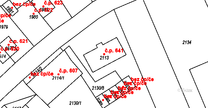 Zruč nad Sázavou 641 na parcele st. 2113 v KÚ Zruč nad Sázavou, Katastrální mapa