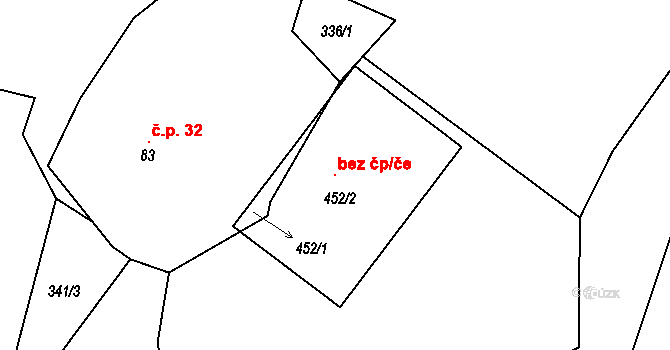 Třinec 121335232 na parcele st. 452/2 v KÚ Karpentná, Katastrální mapa