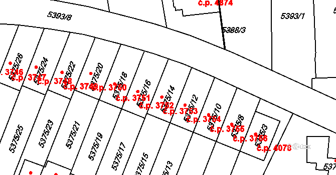 Jihlava 3753 na parcele st. 5375/14 v KÚ Jihlava, Katastrální mapa