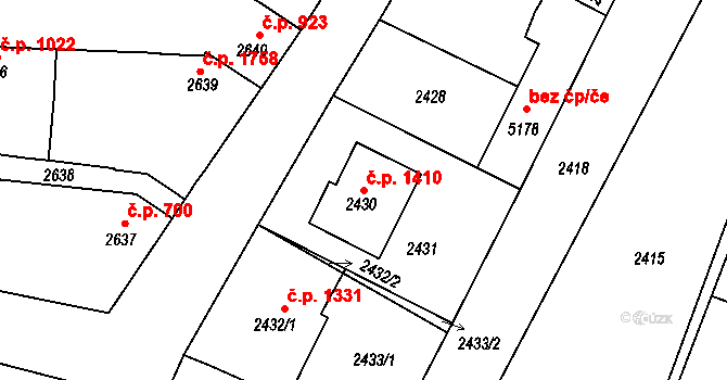Vracov 1410 na parcele st. 2430 v KÚ Vracov, Katastrální mapa