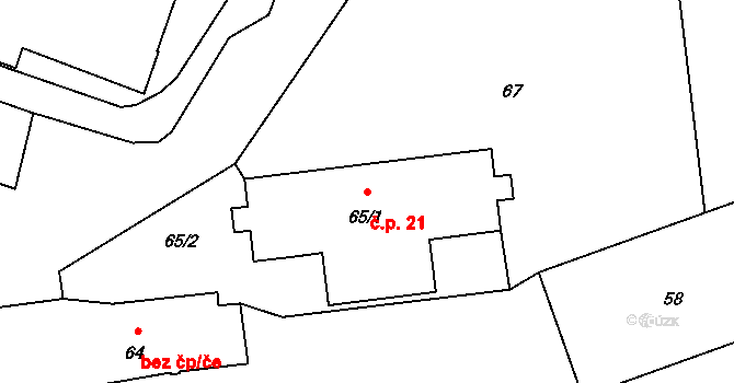 Karlova Studánka 21 na parcele st. 65/1 v KÚ Karlova Studánka, Katastrální mapa