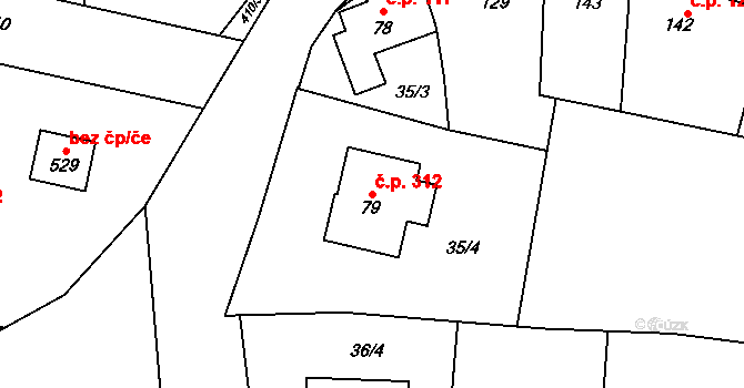 Slatinice 312 na parcele st. 79 v KÚ Slatinice na Hané, Katastrální mapa