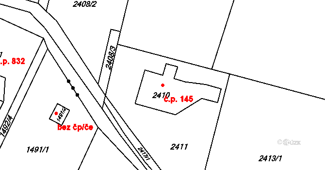 Lutyně 145, Orlová na parcele st. 2410 v KÚ Horní Lutyně, Katastrální mapa