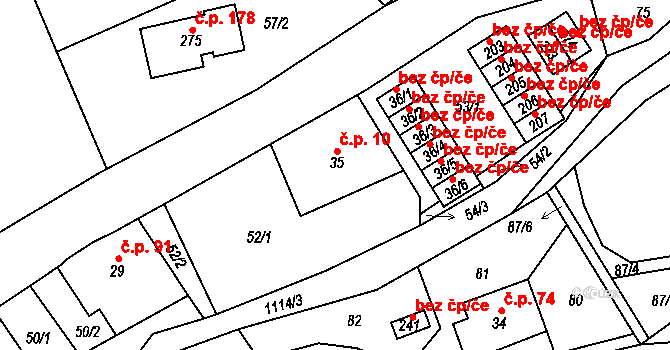 Vrchovina 10, Nová Paka na parcele st. 35 v KÚ Vrchovina, Katastrální mapa