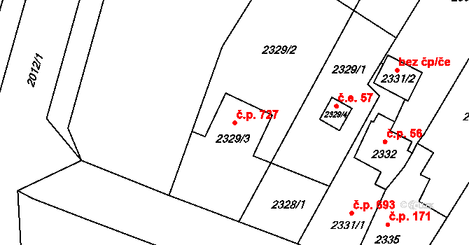 Skřečoň 727, Bohumín na parcele st. 2329/3 v KÚ Skřečoň, Katastrální mapa