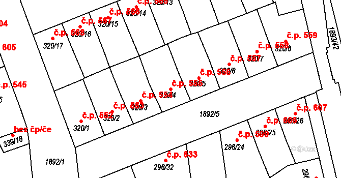 Předměstí 555, Svitavy na parcele st. 320/4 v KÚ Svitavy-předměstí, Katastrální mapa