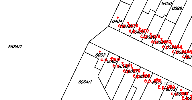 Židenice 1102, Brno na parcele st. 6063 v KÚ Židenice, Katastrální mapa