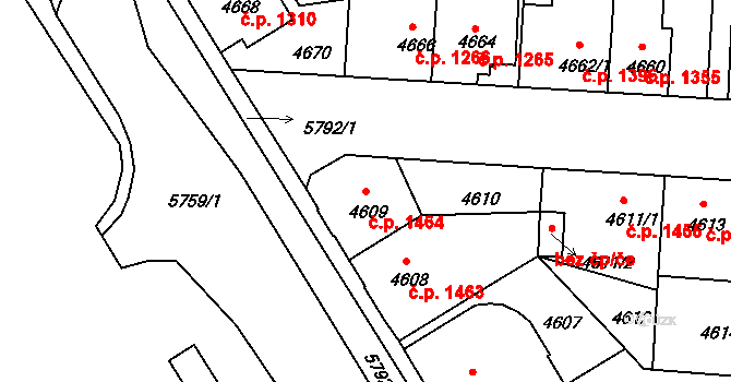 Tábor 1464 na parcele st. 4609 v KÚ Tábor, Katastrální mapa