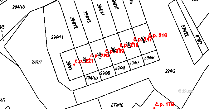 Hořepník 219 na parcele st. 395 v KÚ Hořepník, Katastrální mapa