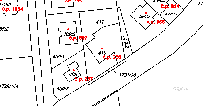 Slivenec 256, Praha na parcele st. 410 v KÚ Slivenec, Katastrální mapa