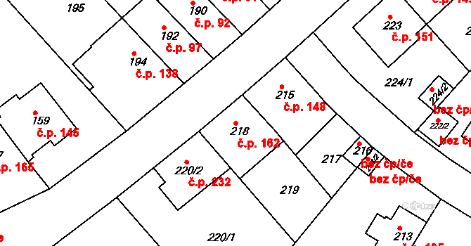 Motol 162, Praha na parcele st. 218 v KÚ Motol, Katastrální mapa