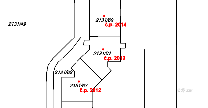 Stodůlky 2013,2014, Praha na parcele st. 2131/61 v KÚ Stodůlky, Katastrální mapa