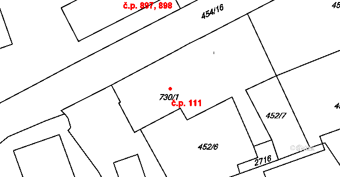Vrchlabí 111 na parcele st. 730/1 v KÚ Vrchlabí, Katastrální mapa