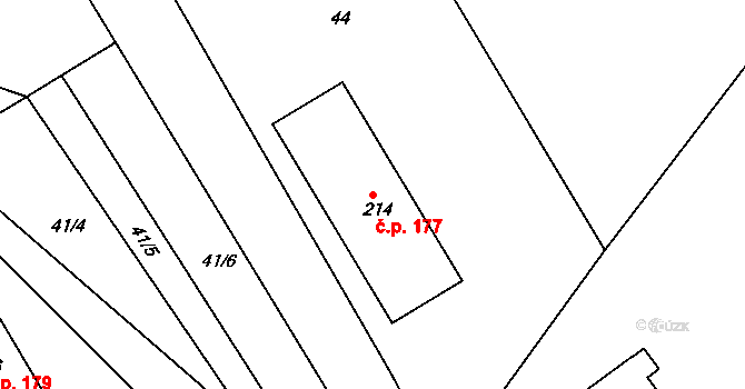 Malé Svatoňovice 177 na parcele st. 214 v KÚ Malé Svatoňovice, Katastrální mapa