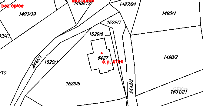 Jablonec nad Nisou 4700 na parcele st. 6427 v KÚ Jablonec nad Nisou, Katastrální mapa